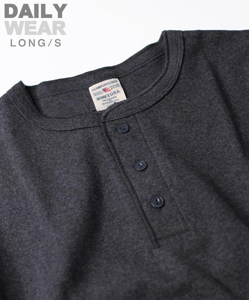 AVIREX DAILY RIB HENLY NECK TEE 6153482 men's S charcoal