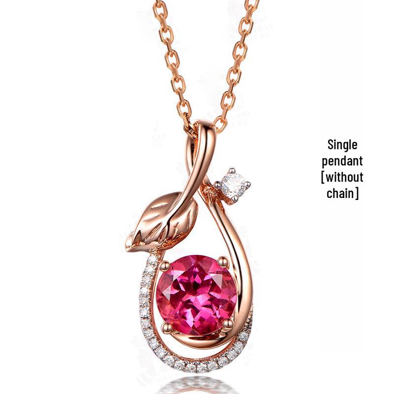 Подвеска в виде листа из розово-красного циркона с имитацией турмалина для женщин