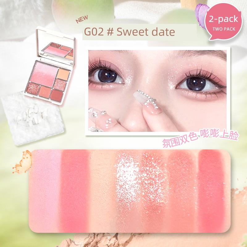 [2 Pieces] Gogotales Gogo Dance Gradient Blush Eye Shadow Plate Summer Daily Earth Color Highlight Rouge