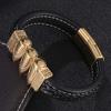 Punk Men Bullet Shape Bracelet Fashion Clasp Black Braided Leather Bangles Charm Man Jewelry Gifts