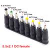 8 In 1 5.5*2.1mm DC Power Jack Female Plug Adapter Connectors To 6.3 6.0 5.5 4.8 4.0 3.5 2.5 2.1 1.7 1.35 Male Tips