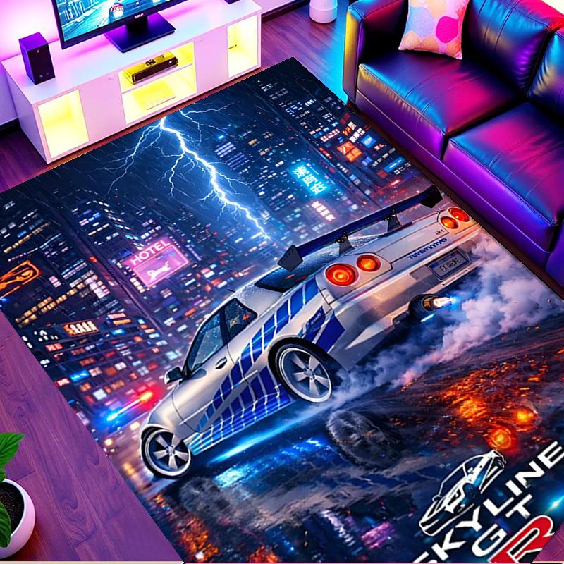 Skyline GT Print Rug, Washable Floor Carpet, For Entryway Dorm Laundry Room Office Study, Home Decor Birthday Christmas Gift