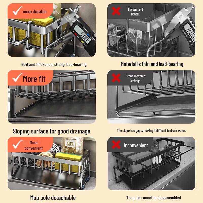 Upgraded Anti-slip Kitchen Drainer and Storage Rack