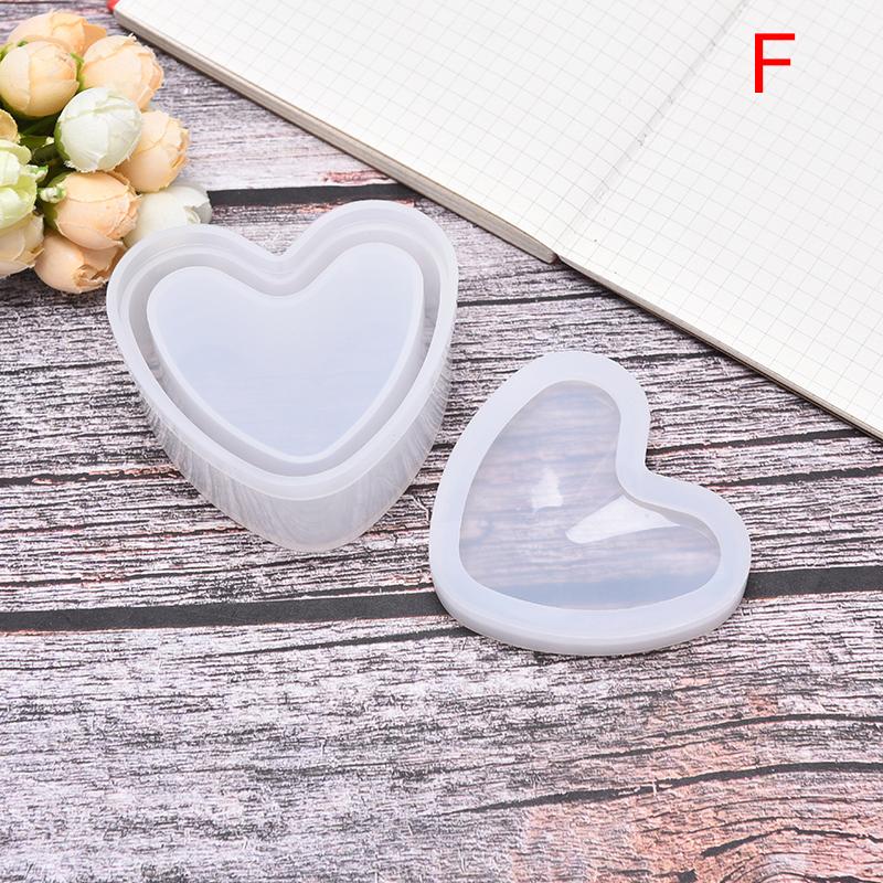 Форма сердца Смола Силиконовая форма Шестигранная коробка для хранения Плесень Diy Обеденный стол Шкатулка для драгоценностей