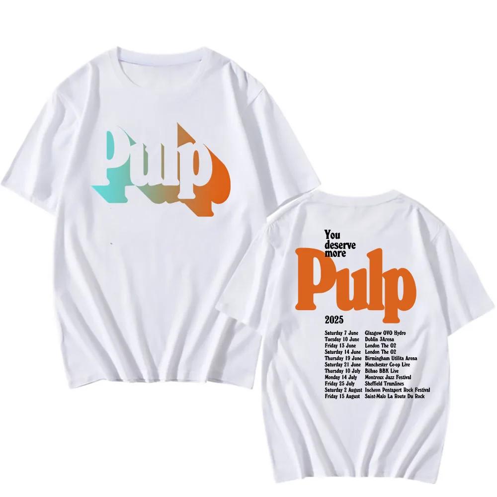 Больше 2025 Тур Футболка Черная Pulp Рок-группа Живые Даты Футболки Летняя Хлопковая Футболка с Коротким Рукавом для Мужчин Хип-Хоп Гранж Мужская Футболка