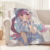music anime girl H-Hololive M-Minato Aqua Flannel warm soft plush blanket sofa living room hogar office bedroom travel gift home