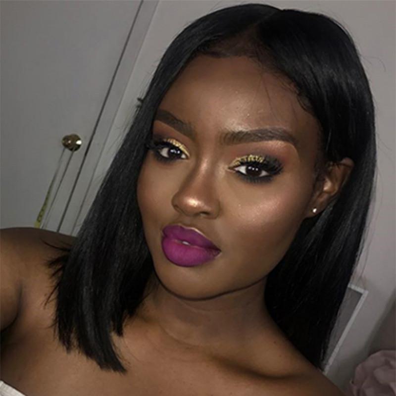 Парик женский черный имитация средняя голова бобо длина плеч короткие волосы полный головной убор