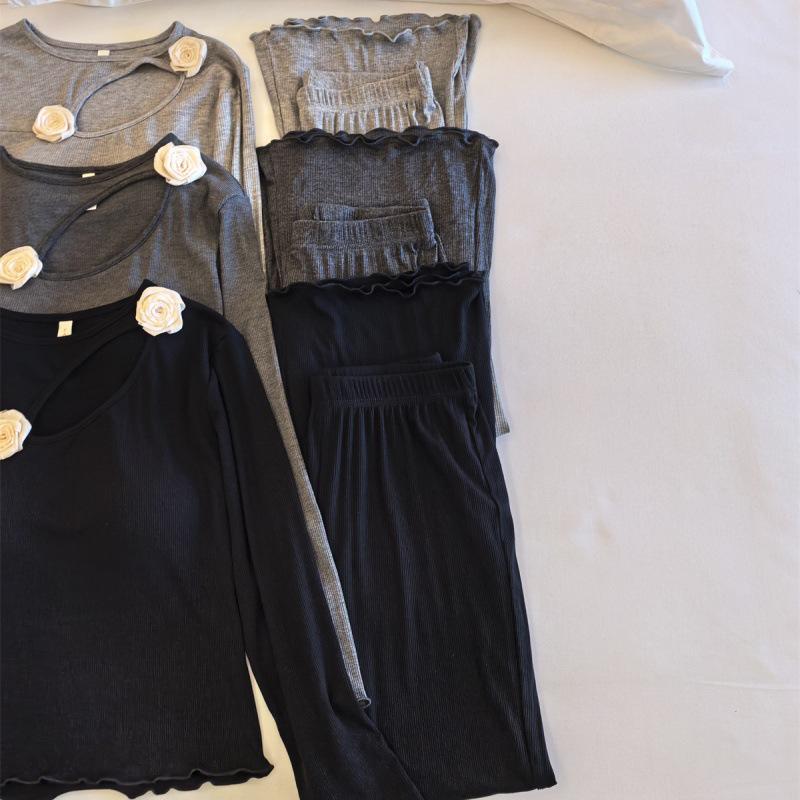 Высококачественный корейский женский комплект для дома из модального хлопка на весну и осень с дизайном розы и нагрудником