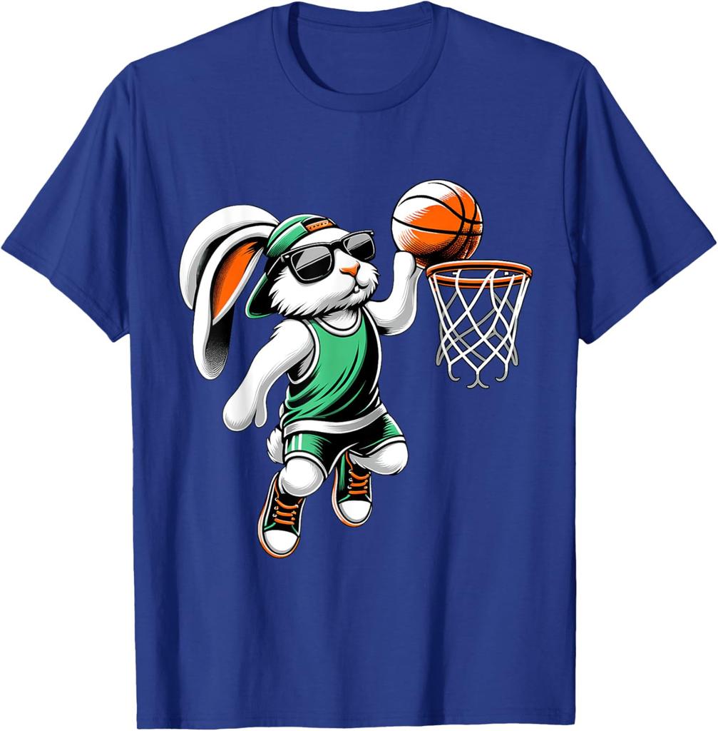 Happy Easter Bunny Playing Basketball Easter Sport Unisex T-Shirt