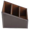 Desk Faux Leather Storage Box Stationery Organizer MultiFunction Supplies Coffee Color 3 Grid