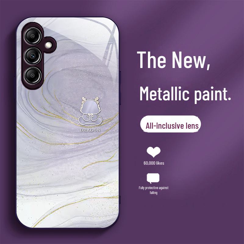 Чехол для Samsung A14/A22/A31 с позолоченным стеклом Dragon Year - S21 High-End Niche Option