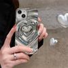 Luxury Electroplate Silver 3D Heart Water Ripple Phone Case for iPhone 16 15 14 13 12 11 Pro Max Cases Soft Silicone Shockproof