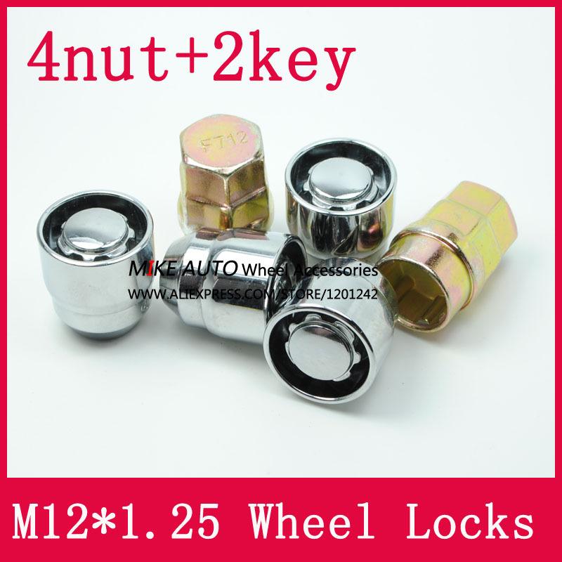 4 гайки + 2 ключа M12x1.25 1.25 Замки для колес Секретные гайки Противоугонные гайки Подходят для Suzuki Celerio Swifit Jimny Liana Sedan LS010-06