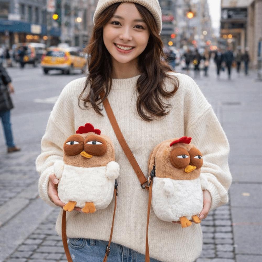 Fur Chicken Plush Chicken Single-shoulder Bag Cartoon Chick Durable Material Chicken Shoulder Bag Novelty Kawaii Design