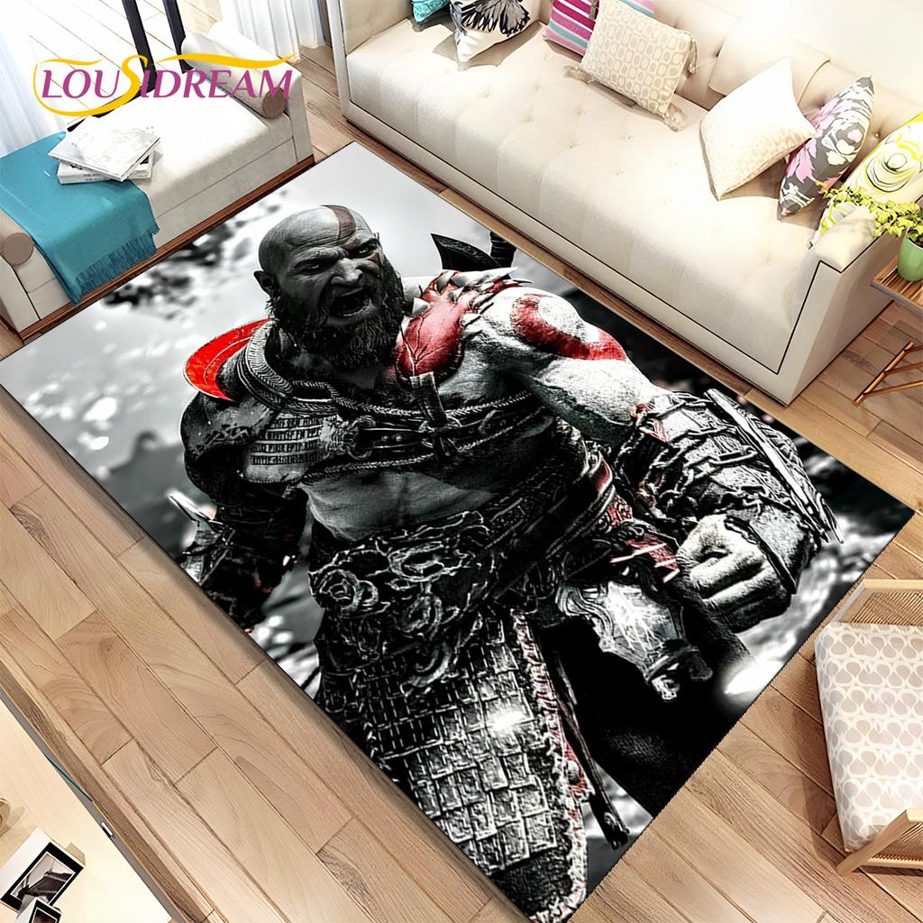 Коврик Игровой Ковер God of War Игроки Кратос, Ковер для Гостиной Спальни Дивана Прихожей Украшение, Детский Нескользящий Коврик для Игр