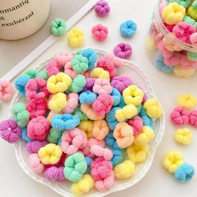 50 Pieces a Candy Color Seamless Headband Hair Circle Lace Small Leather Band Ins High Appearance Level Children's Headwear Hair Accessories