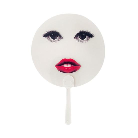 Transparent Funny Expression Round Fan with Long Handle Waterproof PVC Portable Lightweight Outdoor Travel Summer Handheld Fan Photo Props
