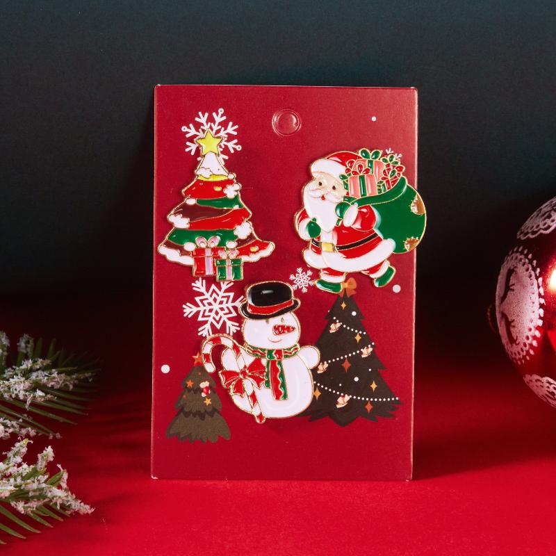 3 шт./набор Модная рождественская брошь для женщин и мужчин Милый Санта Клаус Колокольчик Лось Снежинка Снеговик Эмалевые значки Праздничные украшения Подарок