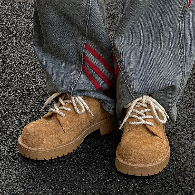 2025 Spring New Men's Design Sense Fashionable Versatile Men's Shoes Round Head Height Commuter Men's Shoes 44109-J