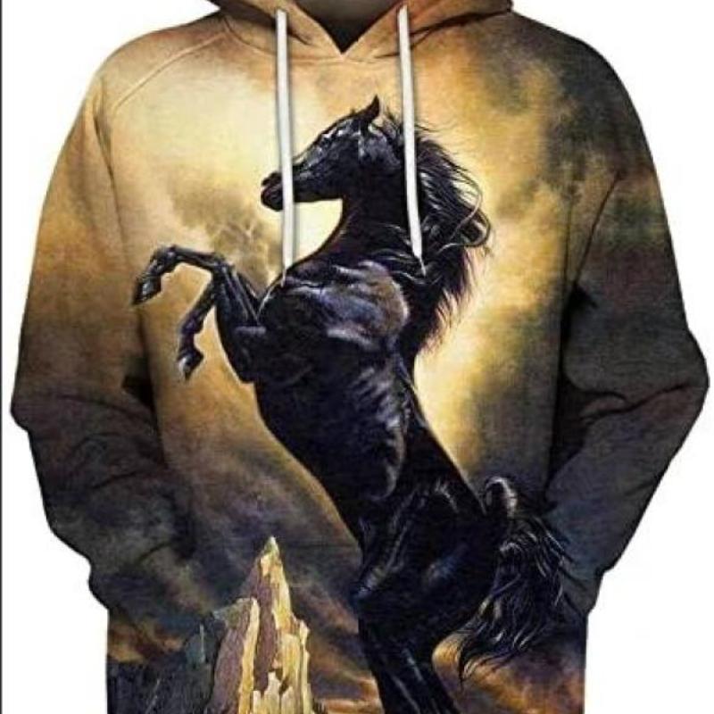 Fashion Hoodies Teen Girls 3D Printed Horse Hooded Sweatshirt Children Hoodie Loose Pullover Autumn Kids Clothes Streetwear