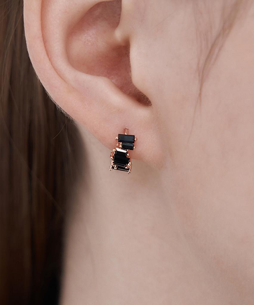 Ellejewelry 14K Gf Черные Уникальные Серьги-Кольца One-Touch Elgpee544