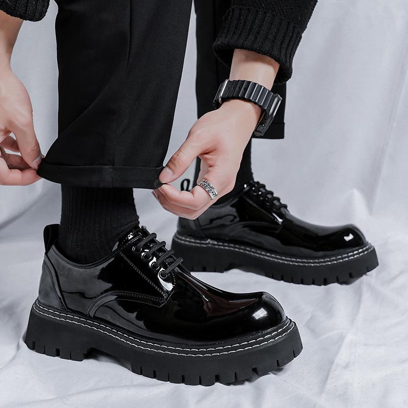 Платформа Мужская Роскошная Повседневная Лакированная Кожа Высококачественная Обувь Для Отдыха Инструменты Удобная Внутри Ручной Работы Модная Трендовая Обувь