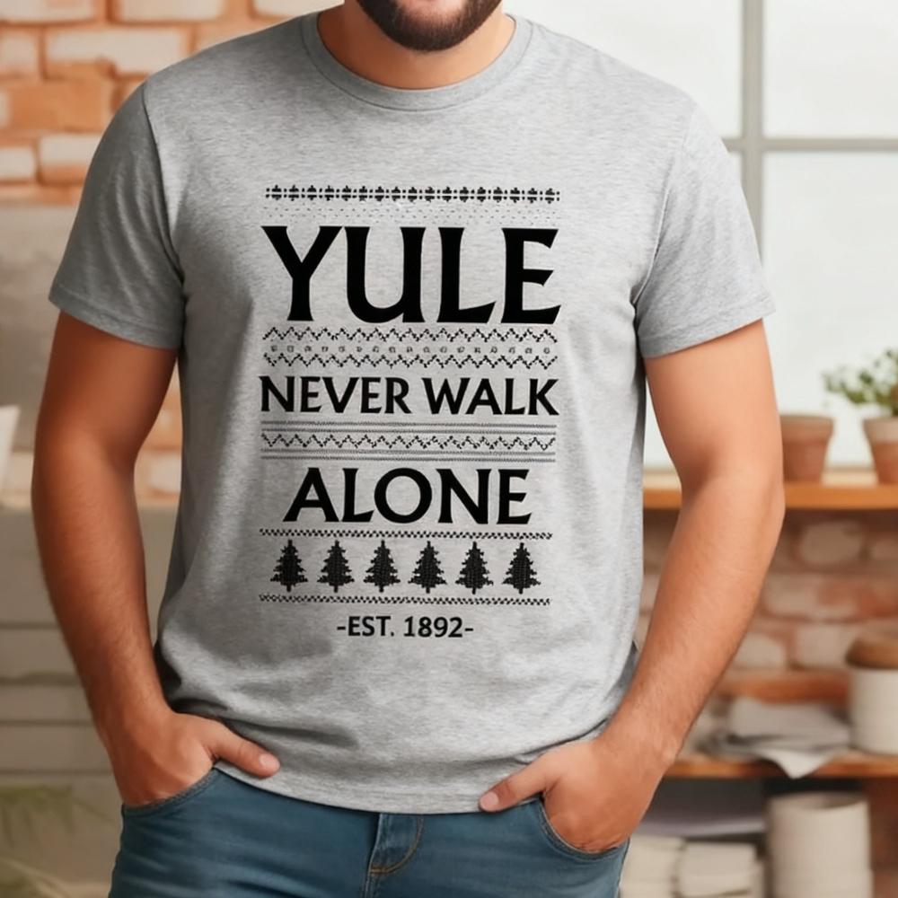 Yule Never Walk Alone Футбольная Мужская Женская Толстовка Рождественская с Круглым Вырезом Мужская Футболка Рождественский Футбол Вдохновляющая Мужская Футболка Топы