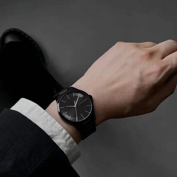 Calvin Klein Серия Iconic Logo Стальная Цепь Минималистичные Часы Кварцевый Механизм Черный Циферблат Мужские часы 25200040