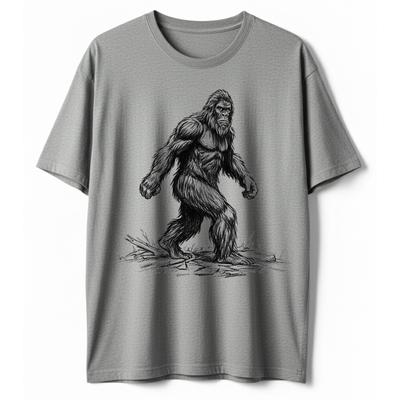 Sasquatch T-Shirt Walking Bigfoot Sketch Cryptid Monster Forest Believer Tee