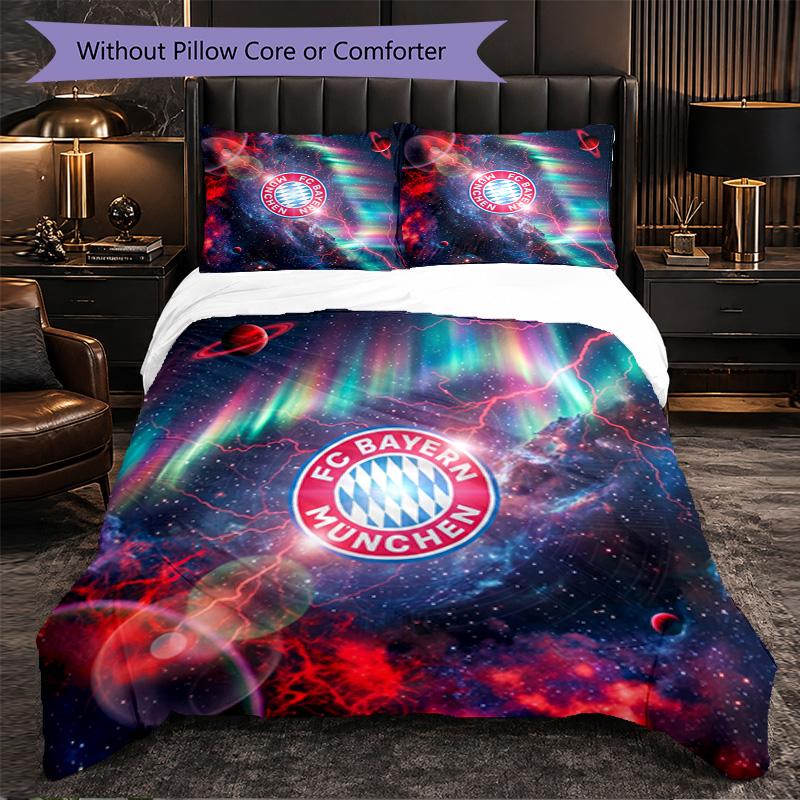 Bayern Munich Pattern 3 Pieces Bedding Set Soft Microfiber Duvet Cover with Pillow Cases for Bedroom