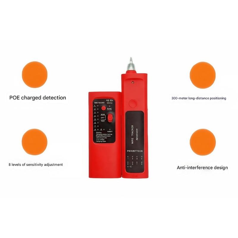 Профессиональный тестер сетевых кабелей RJ45 RJ11 с 8 режимами чувствительности и POE-детекцией для Ethernet и телефонных линий