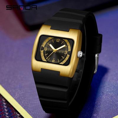Мужские кварцевые часы Sanda Retro Square с люминесцентным покрытием и водонепроницаемостью