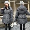 Женская зимняя утепленная куртка средней длины и длинная, в иностранном стиле, с леопардовым принтом, шикарная хлопковая куртка