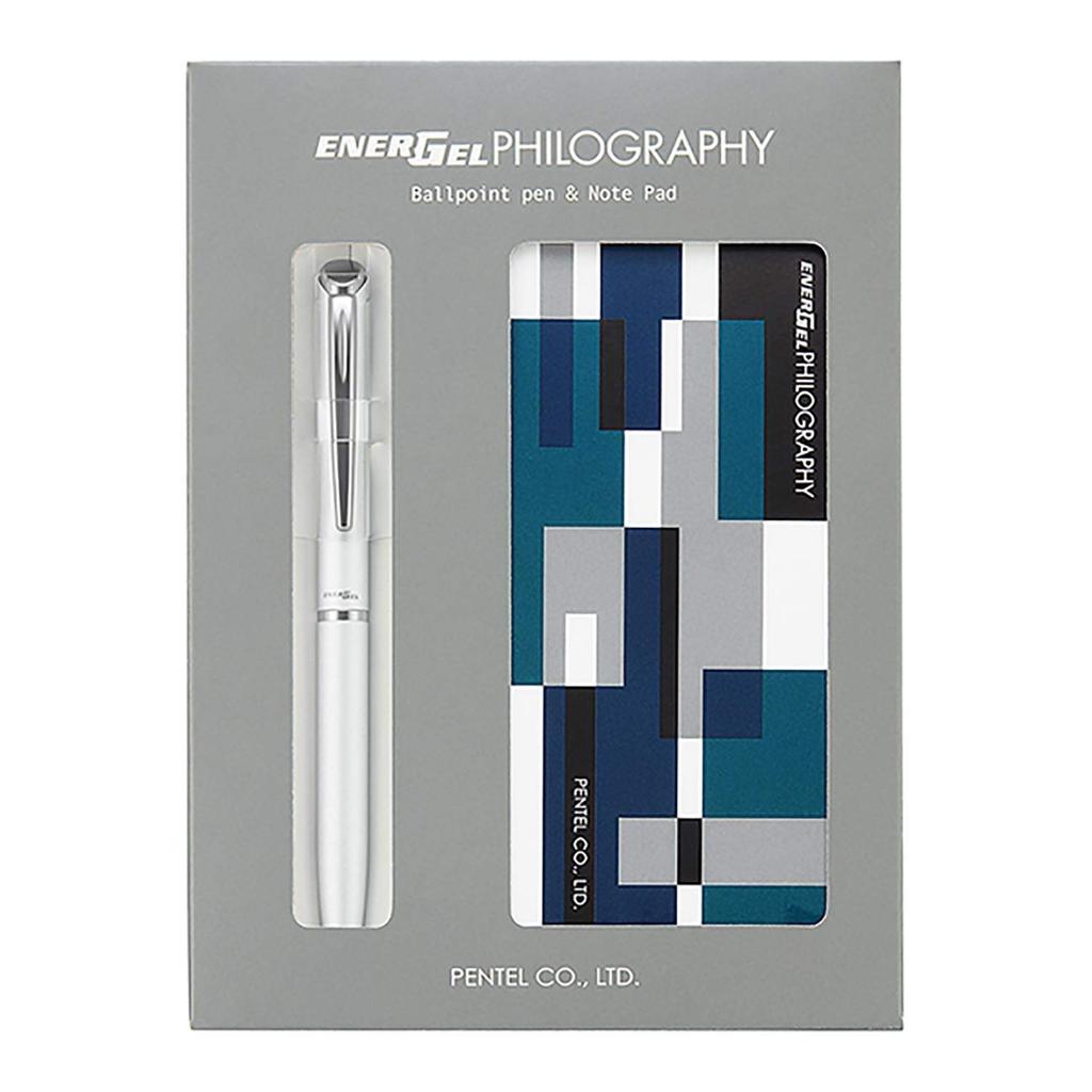Pentel EnerGel Philography Gel Ink Ballpoint Pen Set with Notebook (White) (BLN2005WG3)