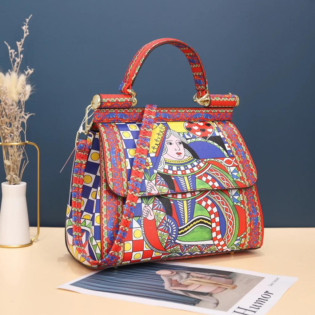 Женские сумки Кожа Винтаж Живопись Искусство Кошелек Сумки Девушка Сумка на плечо Кросс-боди Сумка-мессенджер Женские тоуты Стиль Braccialini