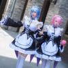 Ram/Rem Cosplay Re:zero Kara Hajimeru Isekai Seikatsu Black Costume Maid Servant Dress Suit Halloween Costume Anime Party Dress