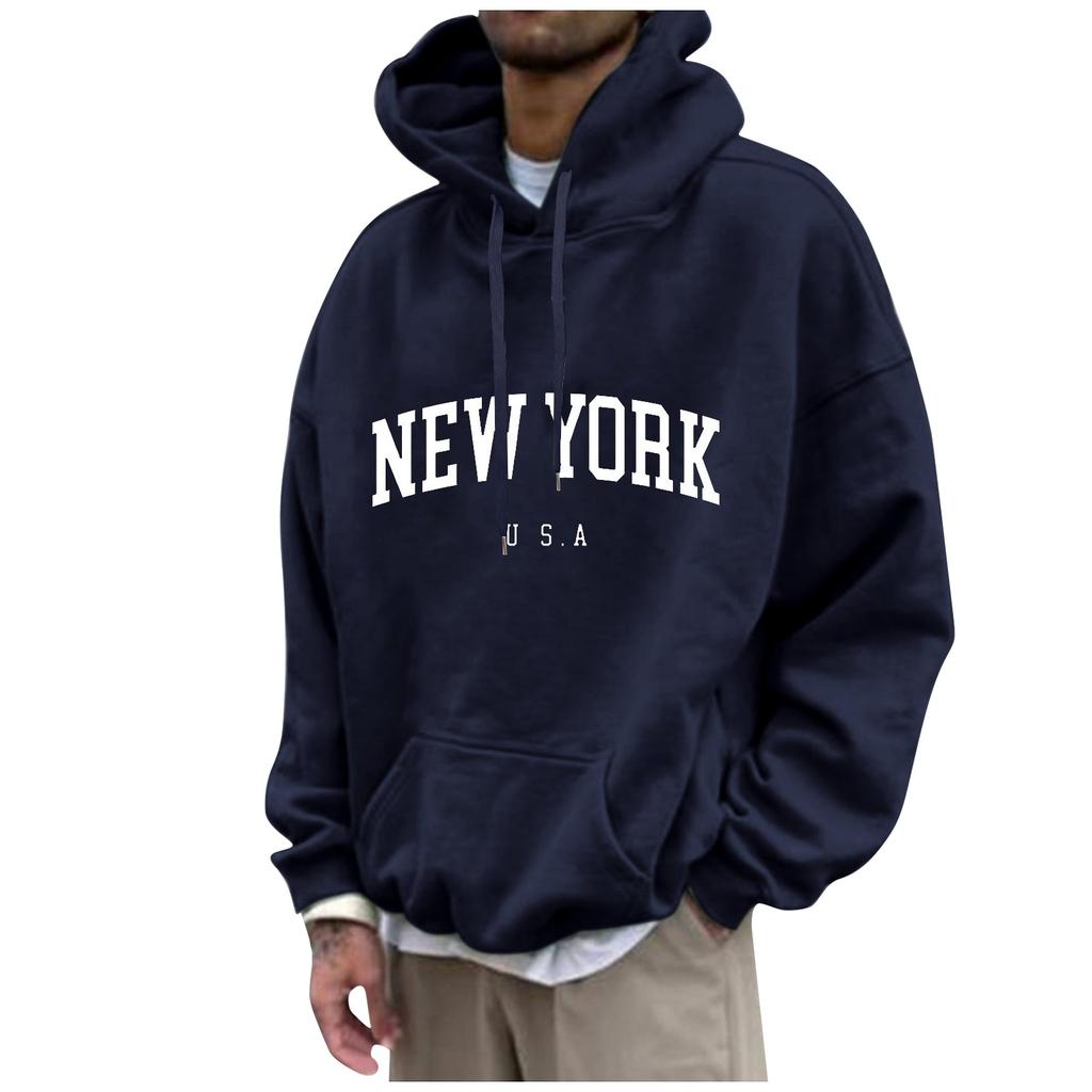 Men's Loose Printed Hooded Sweatshirt Men's Casual Fashion Sports Sweatshirt