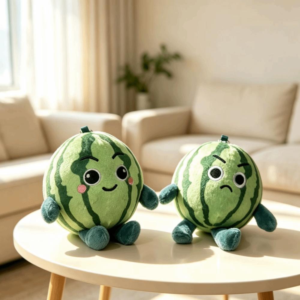 Funny Expression Fruit Stuffed Doll Cute Watermelon Plush Keyring Bag Decoration