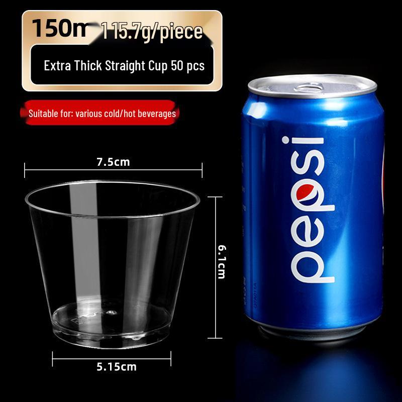 Disposable Transparent Food-Grade Plastic Cups, Thickened for Household & Reception Use