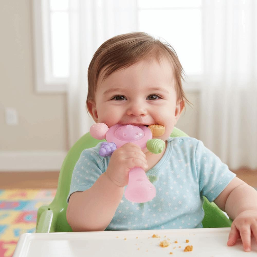 Safe Silicone Teether Candy Color Sensory Toys Cute Teething Ring Nursing