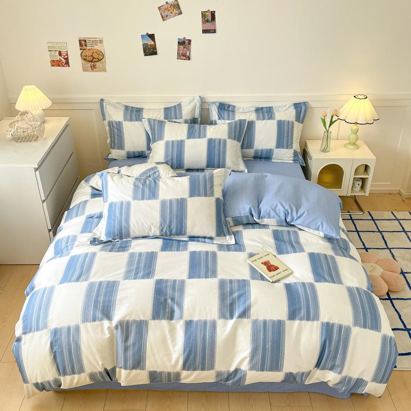 Комплект из четырех предметов, пододеяльник из чистого хлопка, простыня из хлопка, комплект из трех предметов для односпальной кровати в общежитии