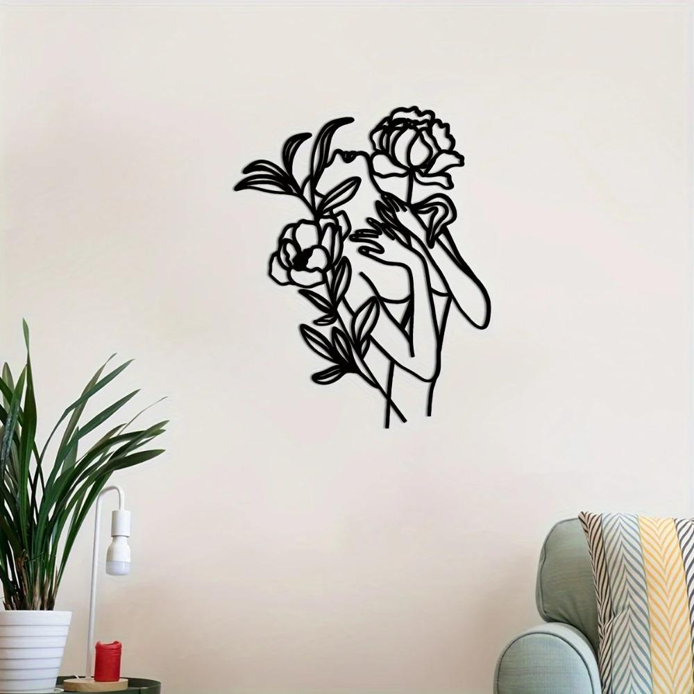 Flower Woman Metal Wall Art - Abstract Floral Design, Modern Wall Décor, Stylish Metal Wall Hanging for Elegant Home Decoration