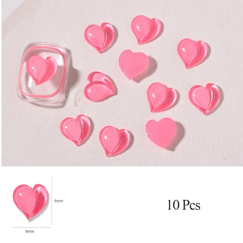 10 шт. набор для дизайна ногтей персиковое сердце сверло из смолы для ногтей персиковое сердце ювелирные изделия милые трехмерные украшения для ногтей с бриллиантами