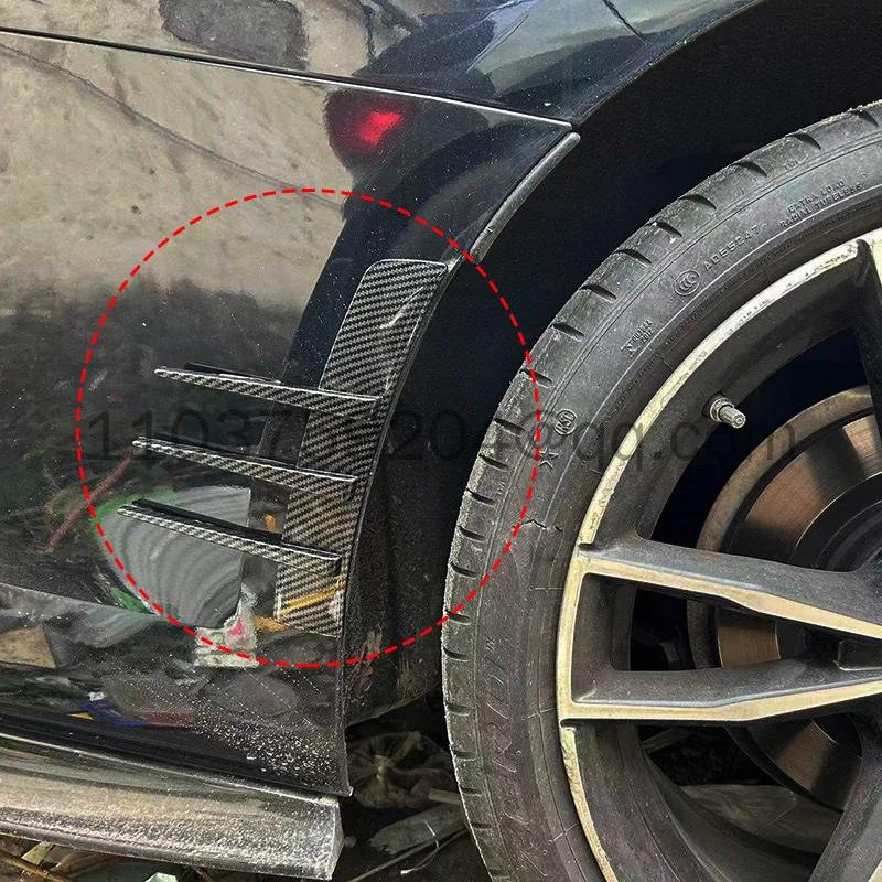 2 шт. Универсальный автомобильный декоративный стикер на крыло 'Акулий плавник' Черный глянцевый / Углеродное волокно