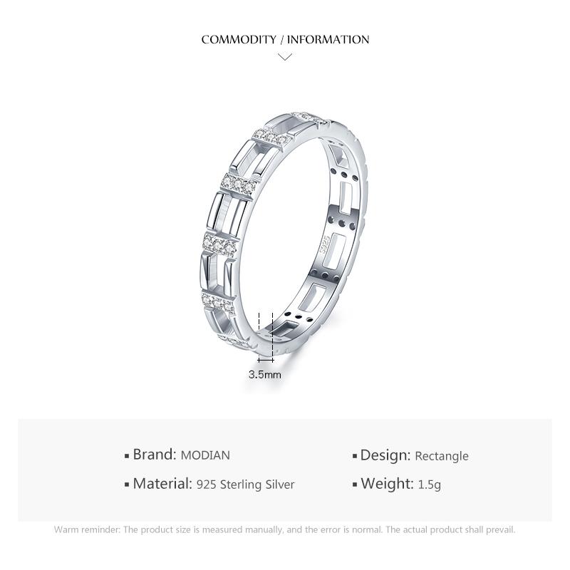 MODIAN Стерлингового серебра 925 пробы, прозрачные платиновые кольца с фианитами, модные кольца на палец для женщин, штабелируемые, эффектные, свадебные, помолвочные, ювелирные изделия