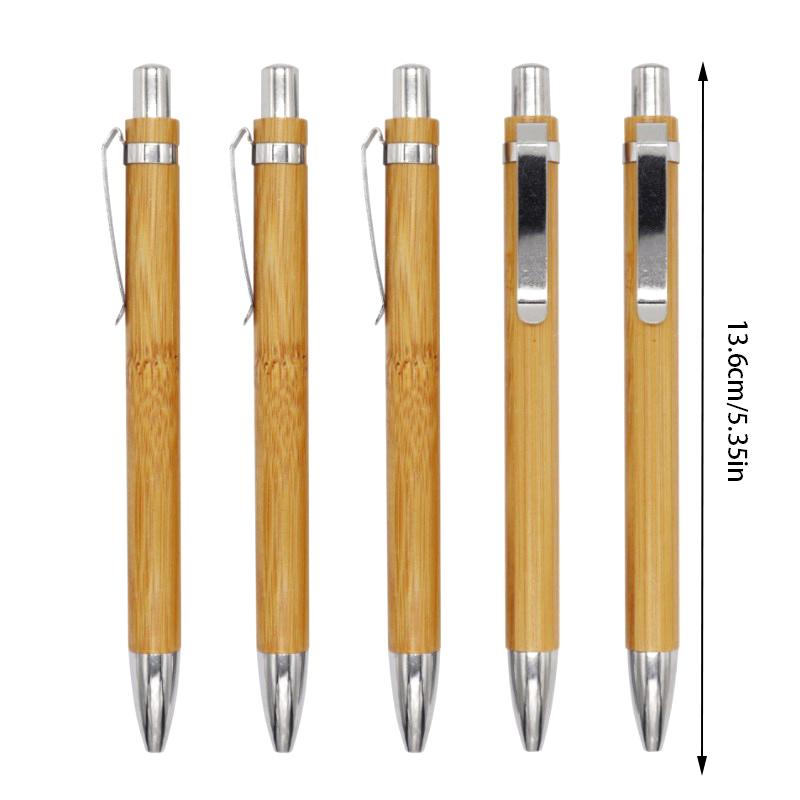 Набор из 10 шт., шариковая ручка из бамбукового дерева, наконечник 1,0 мм, синие, черные чернила, офисные, школьные канцелярские принадлежности, бизнес-зажим, шариковая ручка для подписи