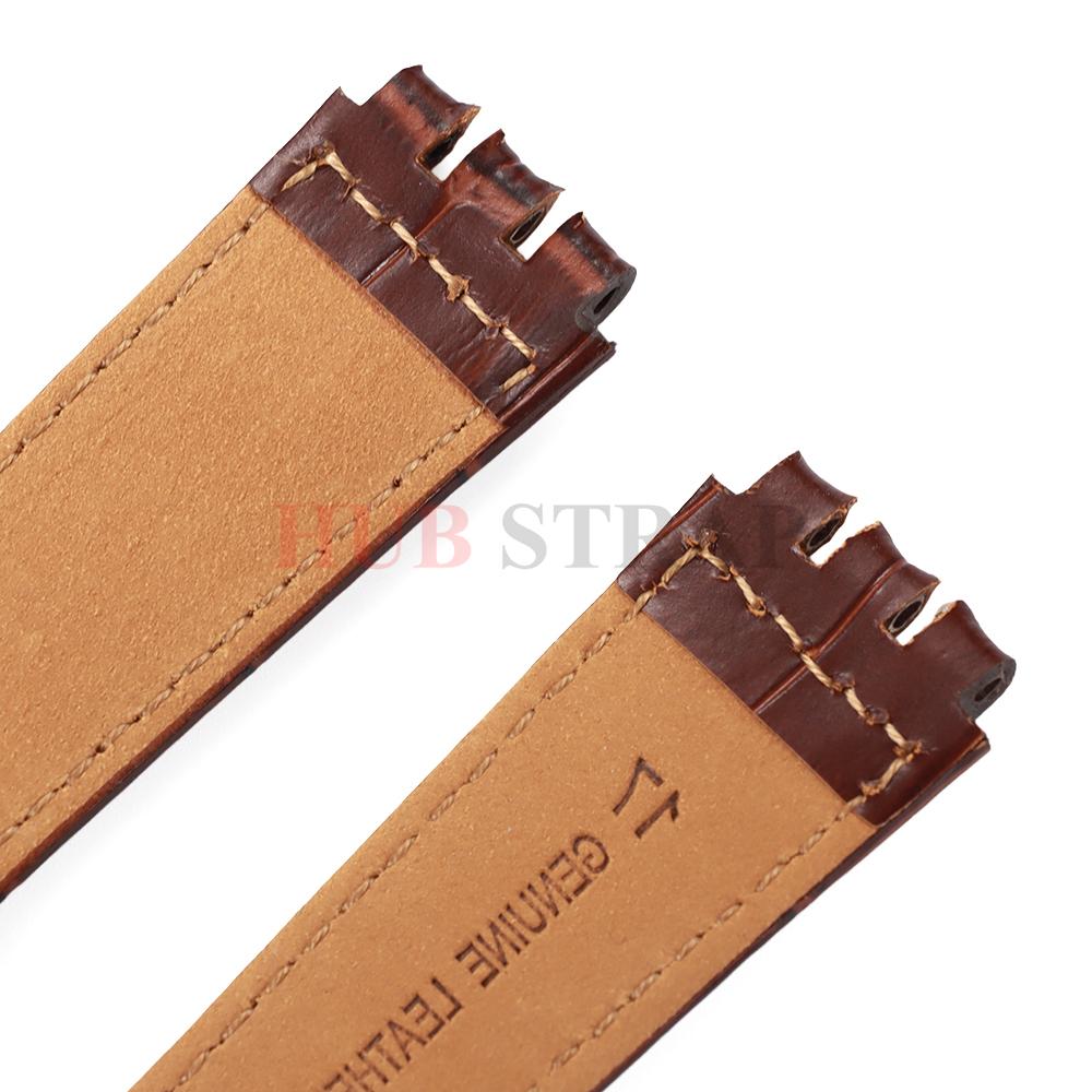 17 мм 19 мм для часов SWATCH Ремешок для часов из натуральной коровьей кожи Браслет для мужчин Женщин Водонепроницаемый Спортивный Запасные Аксессуары для часов