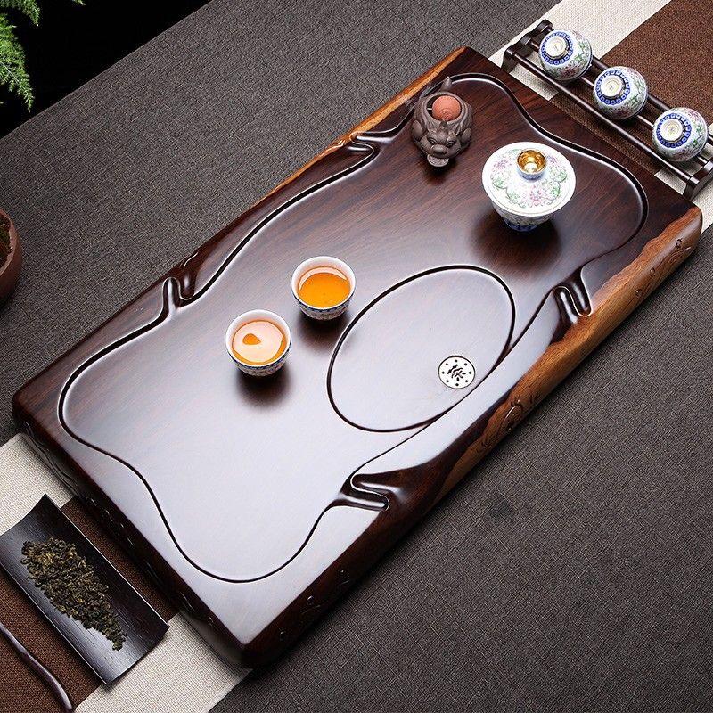 Solid Ebony Wood Drainage Tea Tray