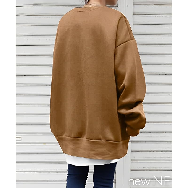 [Nune] Толстовка с большим силуэтом, женский пуловер, расслабляющий повседневный топ, прикрывающий фигуру, весна-осень, круглый год, большой размер, большой размер