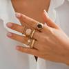 European & American Cold Style Gemstone Irregular Metal Ring Set